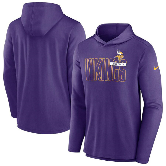 Men's Purple Minnesota Vikings Lightweight Performance Hooded Long Sleeve T-Shirt